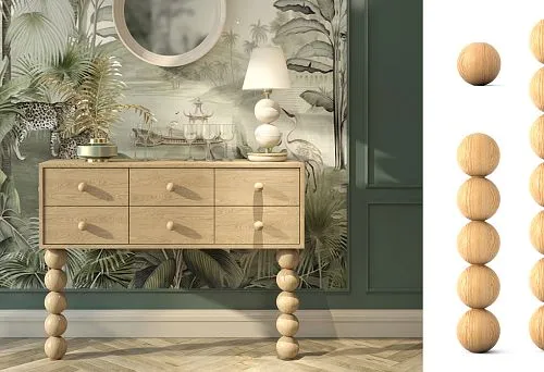 Резная деревянная ножка  из дуба в классическом стиле 