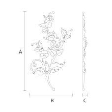 Schematic illustration of dimensions of NPU-467L molded decoration for mounting on walls or ceilings