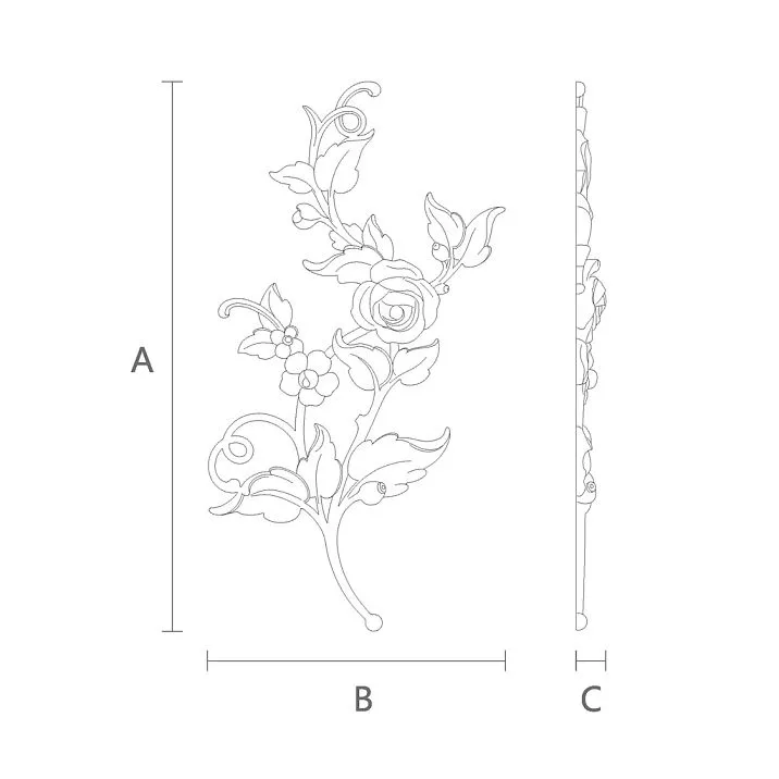 Schematic illustration of dimensions of NPU-467L molded decoration for mounting on walls or ceilings