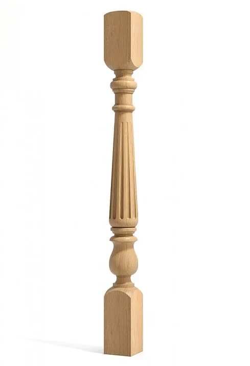 Classic carved wooden newel post for staircase