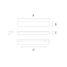 Прямоугольная деревянная ручка накладная Plane HL-011 на белом фоне в комплекте
