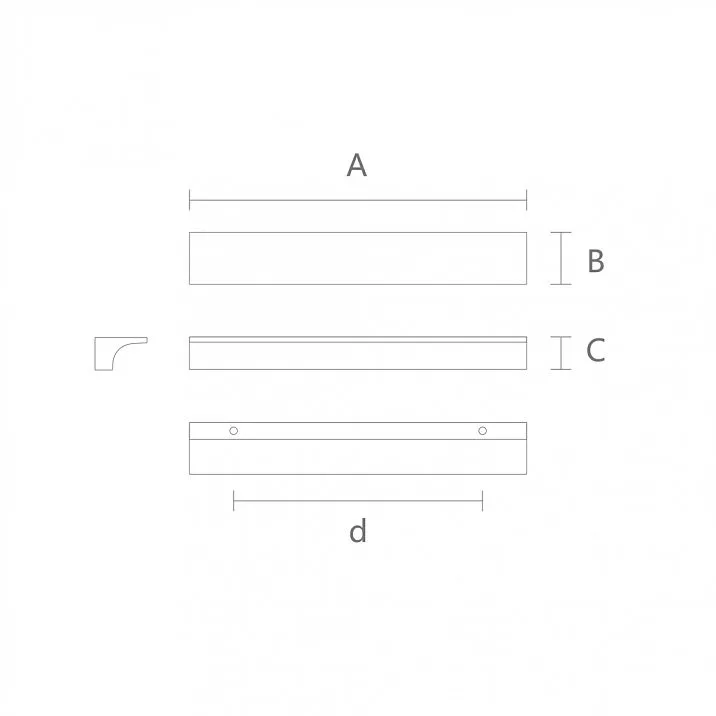 Прямоугольная деревянная ручка накладная Plane HL-011 на белом фоне в комплекте
