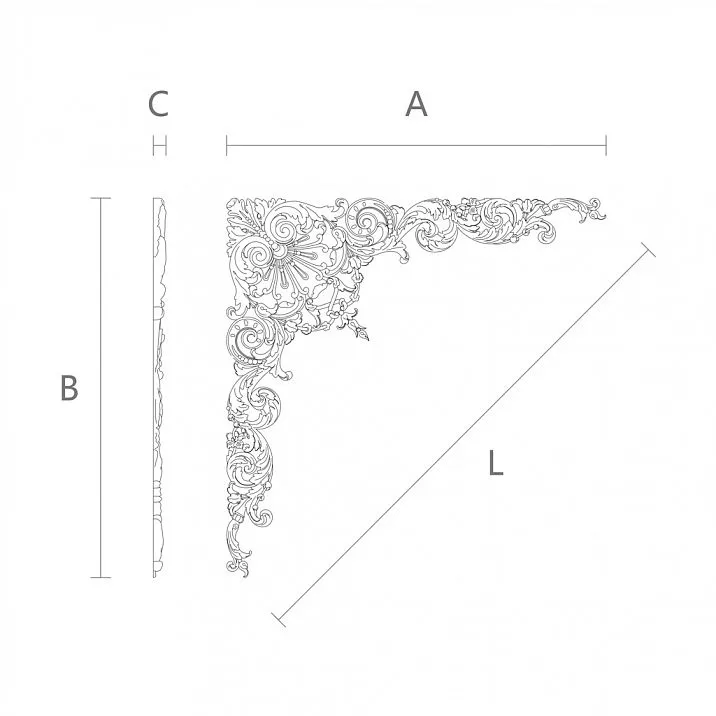 Overlay made of oak or beech, carved, with a beautiful and intricate pattern - decorative overlay N-358 made of wood