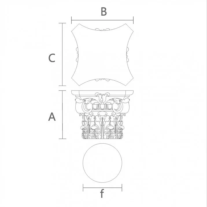 Carved Capital for Kitchen Cabinets KL-011 Drawing