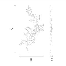 Schematic drawing of dimensions for NPU-468L molding for mounting on walls or ceilings