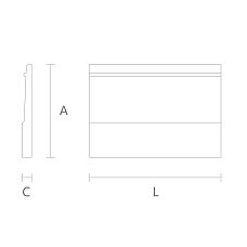 Drawing with dimensions of baseboard PLT-003: height, width, and profile
