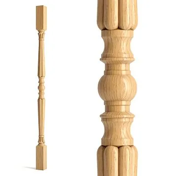 Тонкая и высокая балясина для лестницы L-047 из дерева с плавными линиями