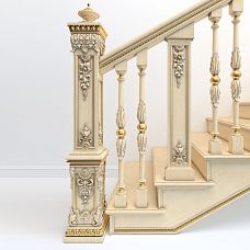 Baluster for stairs L-024, photo of staircase with decor