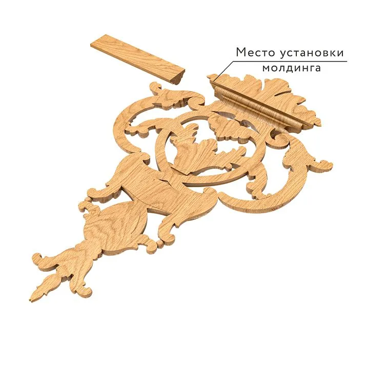 Carved Applique MLD-2-1 from beech and oak, photo of molding mounting location