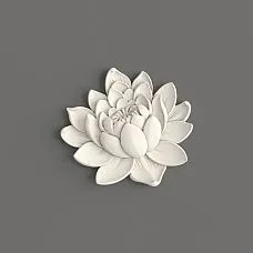 Relief decoration NPU-491 STAVROS &ndash; polyurethane applique in the shape of a flower on a gray background