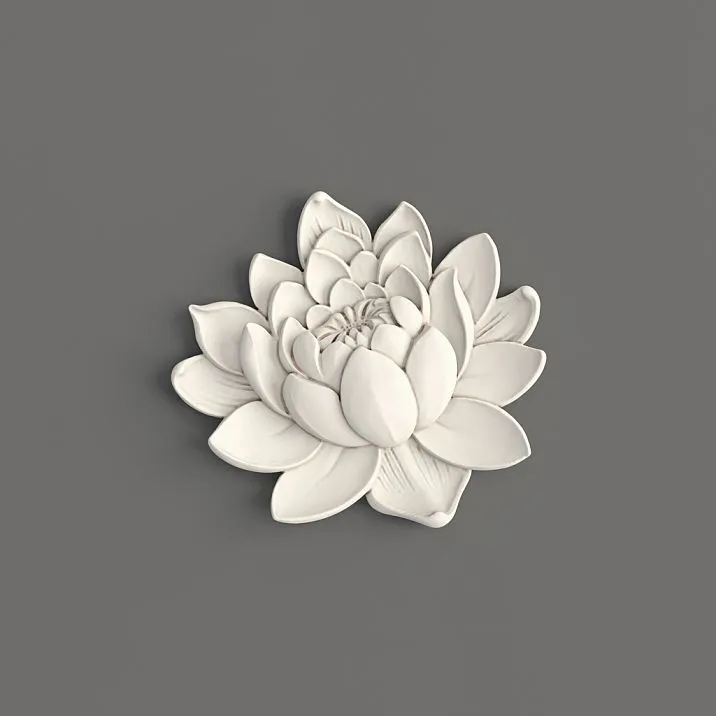 Relief decoration NPU-491 STAVROS &ndash; polyurethane applique in the shape of a flower on a gray background