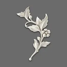 Relief decoration NPU-471R: branch with flower and leaves from polyurethane