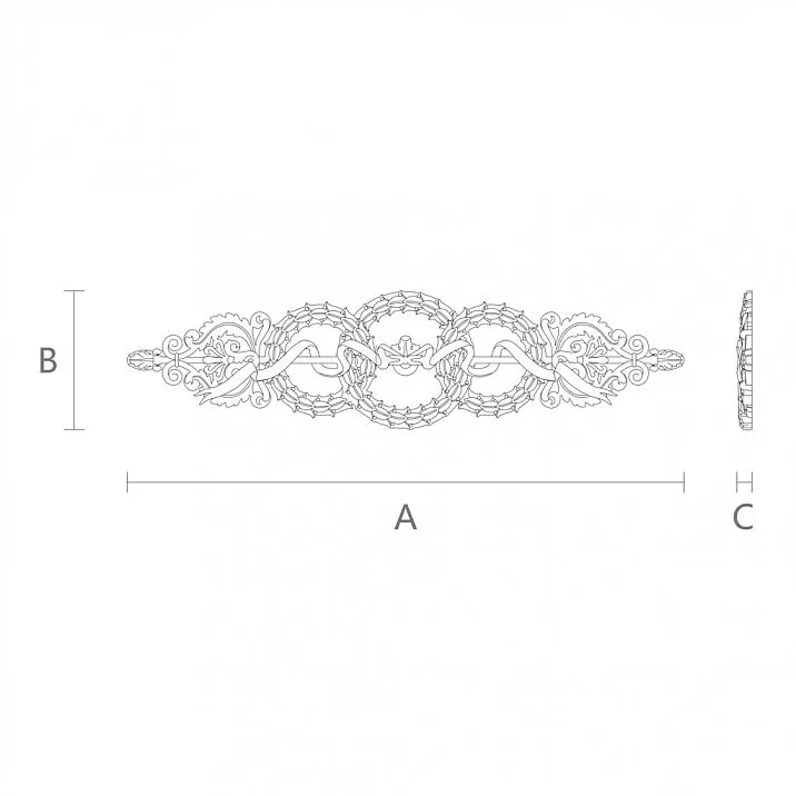 Wooden applique N-124 for furniture decoration in classic style drawing