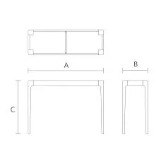 Base drawing of solid wood STL-026-5 with two legs