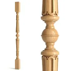 Carved wooden staircase baluster L-028 large fragment
