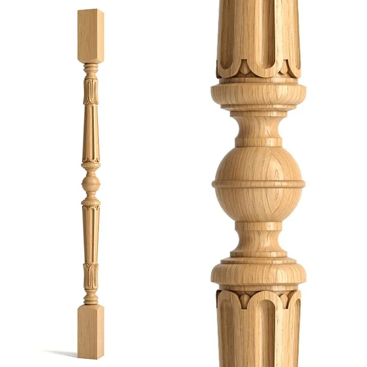 Carved wooden staircase baluster L-028 large fragment