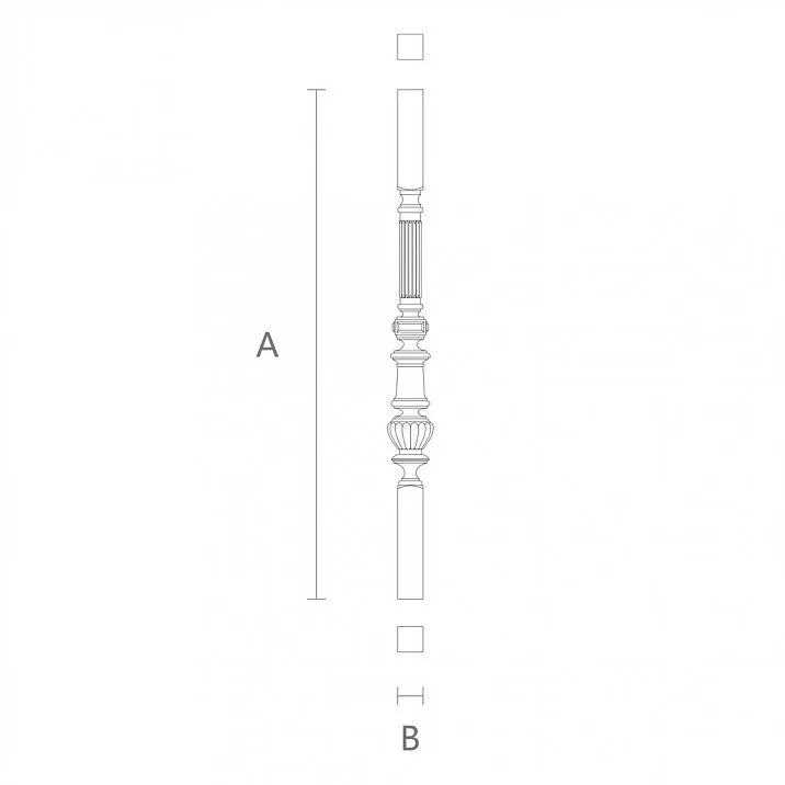 Solid wood balusters L-018 for staircase drawing