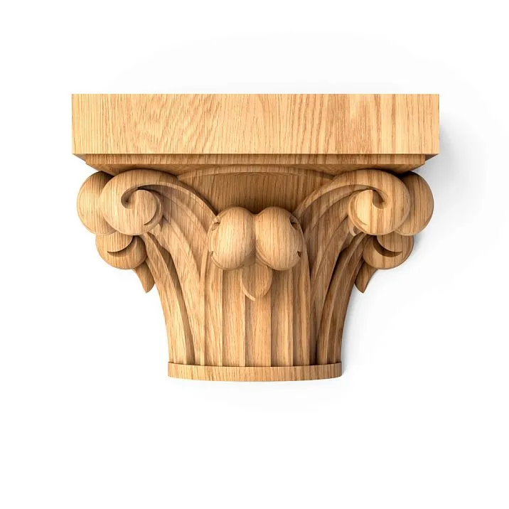 Carved Capital on Half-Column KL-037.01 from Oak