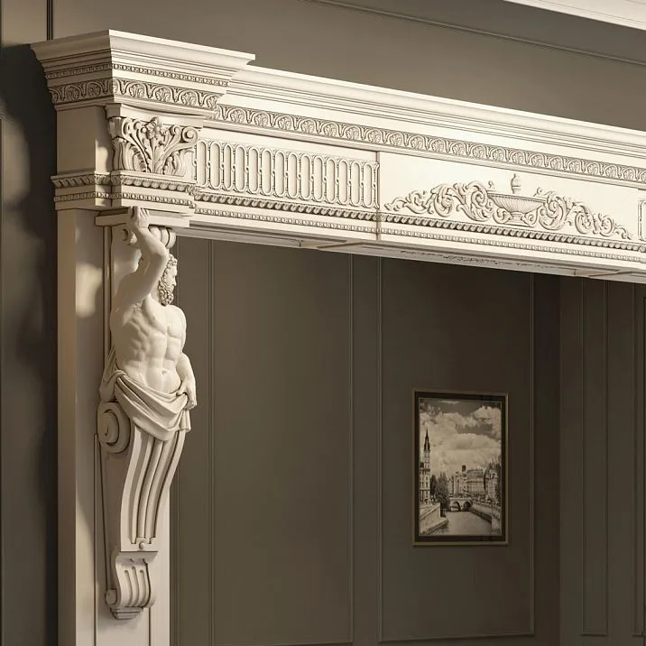 Wooden molding K-030.01 in a classic interior, decorative treatment of the opening, buy carved molding from solid wood