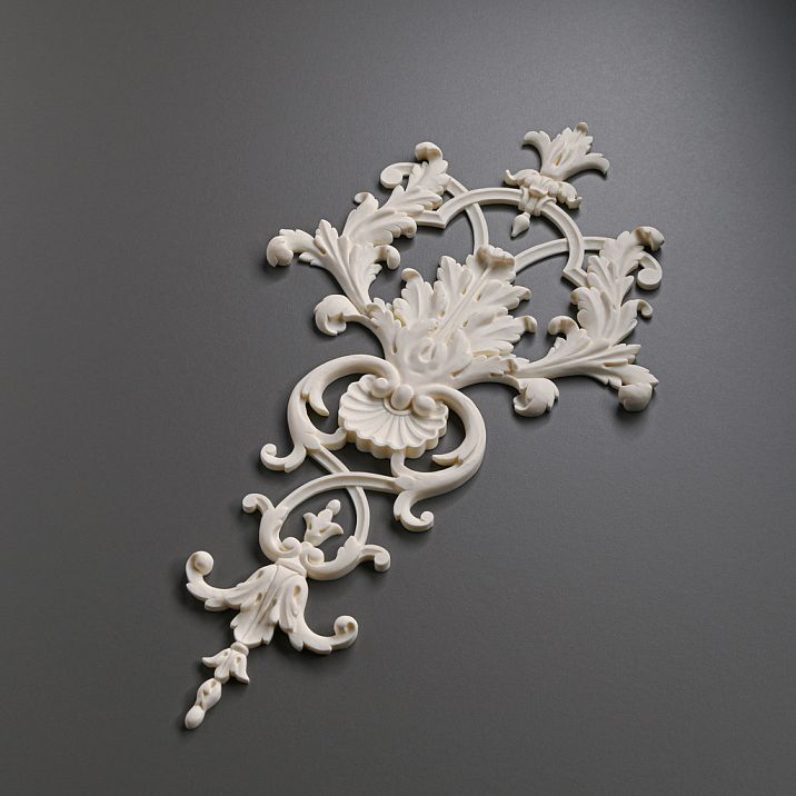 Carved overlay NPU-117 made of Stavros polyurethane for furniture and doors. Moisture-resistant decor for painting, easy installation