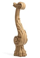 Grand carved wooden staircase post