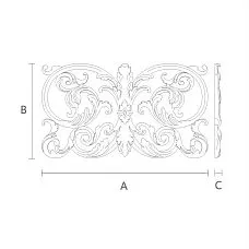 Overlay made of oak or beech, carved, with a beautiful and intricate pattern - wooden decorative overlay N-365, wood drawing