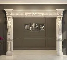 Carved wooden bracket in interior