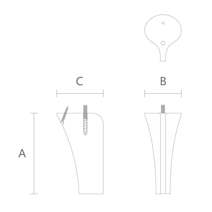 Drawing of furniture leg MN-232 with dimensions and mounting scheme