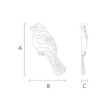 Carved polyurethane applique NPU-477R in the form of a bird, drawing