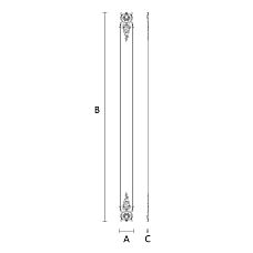 Schematic drawing of Molded decoration CPU.VRS-057 with dimensions and shape indicated