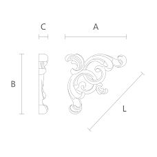 Wooden carved applique N-167L with floral and leaf ornament pattern