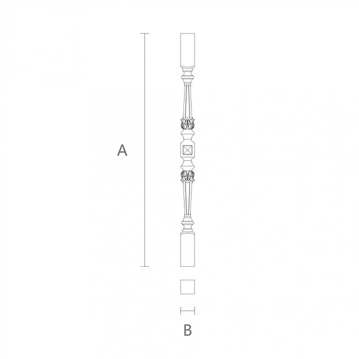 Elegant wooden stair baluster L-025 drawing