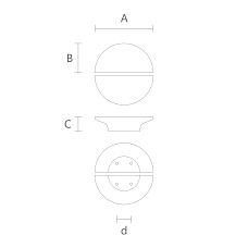 Wooden semi-circular handle from solid wood