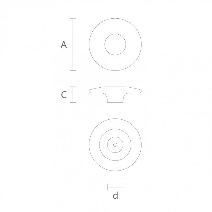Drawing of a round furniture handle