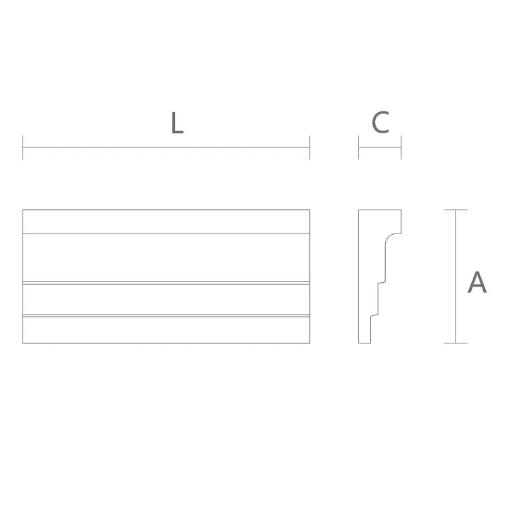 Schematic illustration of the dimensions and geometry of the MLD-052 molding profile