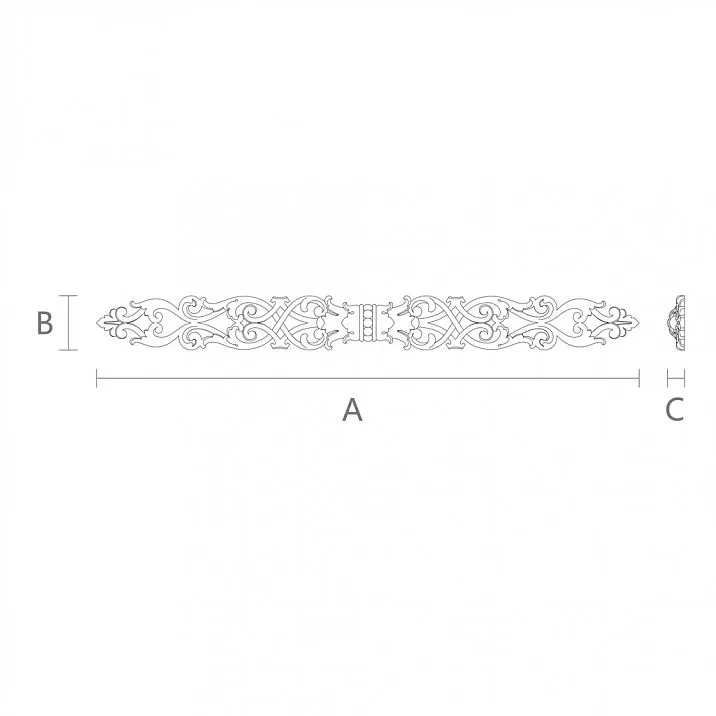 Inlay with carved geometric pattern drawing