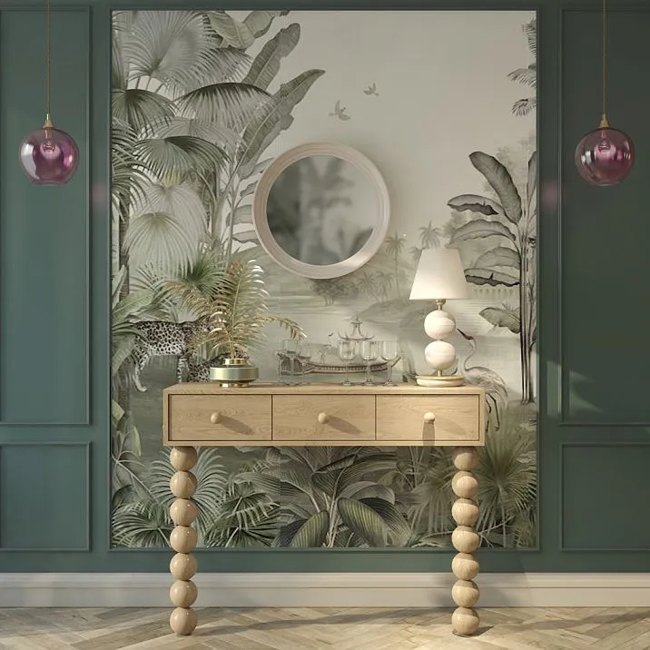 Console table in interior with wooden legs MN-221 of unusual design