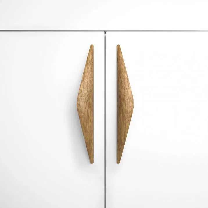 Prestige HL-001 Handle from Oak or Beech with Relief Texture - On Drawers