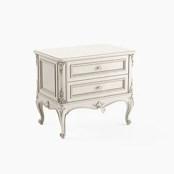 Тумба прикроватная Versailles 012-001 в белой эмали RAL 9010 с резными элементами декора