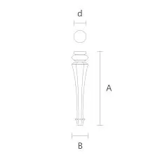Drawing of leg for drawer made of oak for coffee table