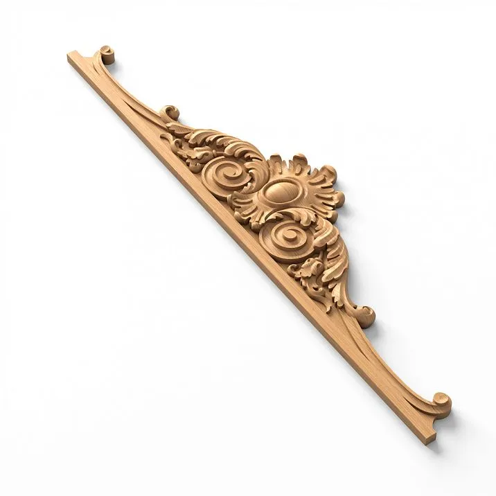 Wooden decorative element N-173.1 with carved ornament top view