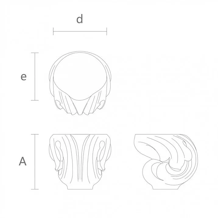Drawing of curved leg for bed