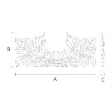Raised wooden inlay with floral motif for decorating surfaces drawing