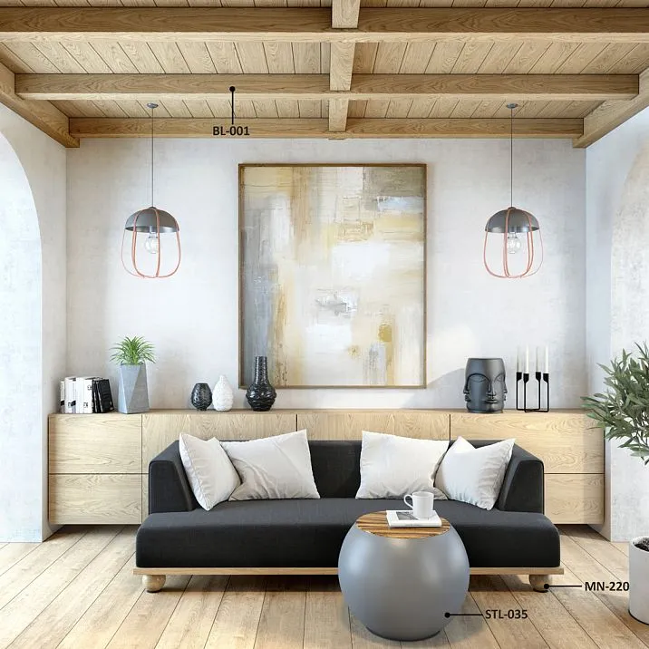 Современный интерьер с применением деревянной балки BL-001