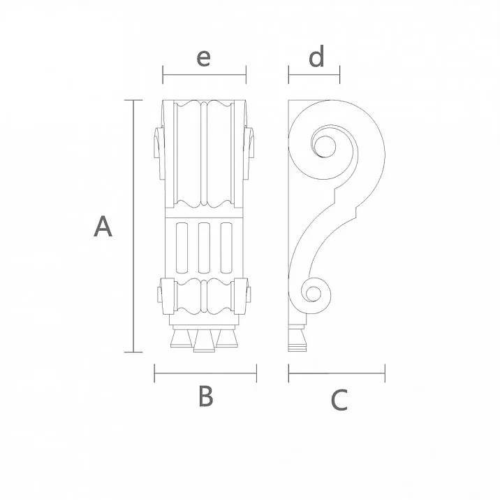 KR-027 oak solid wood shelf bracket drawing