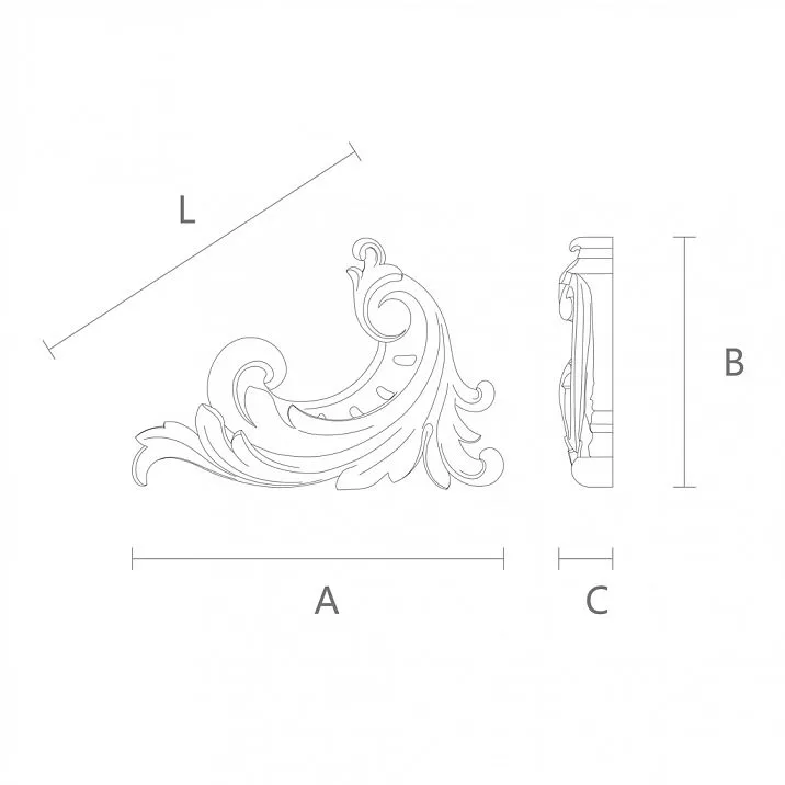 Carved wooden inlay N-161.1R with a relief pattern drawing