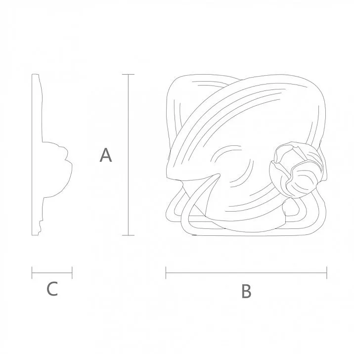Elegant Carved Rosette R-063R Drawing