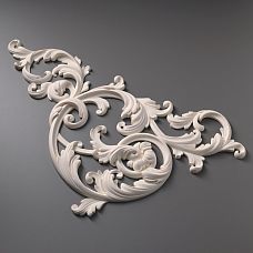 Carved polyurethane overlay NPU-440L, left part of a paired composition. Luxurious Stavros molding for creating symmetrical interior decor for painting