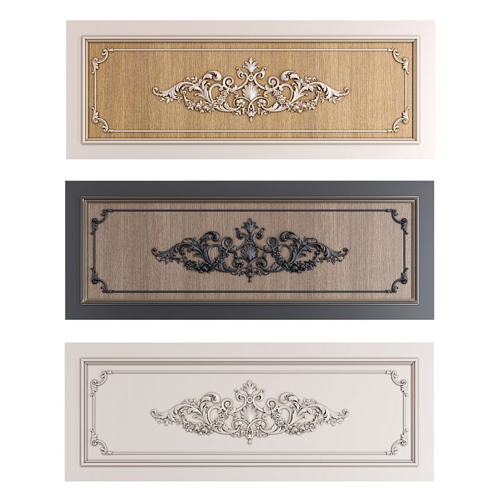 Carved appliqu&eacute; N.VRS-006 from wood, photo with application on facade