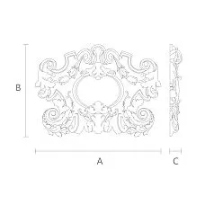 Decorative wooden overlay with carved flowers and leaves drawing